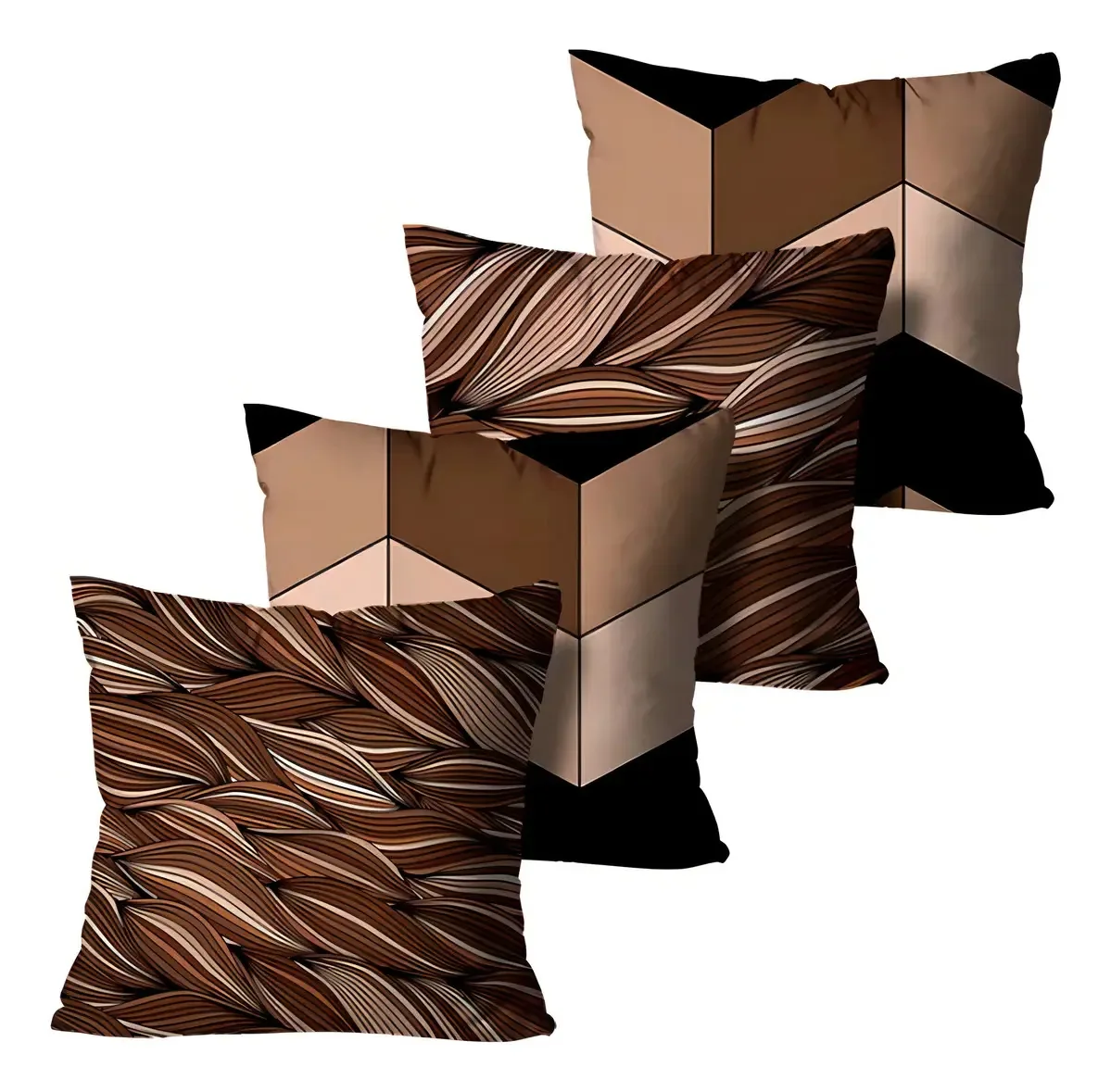 Kit 4 Capas De Almofadas Decorativas Abstratas Terracota