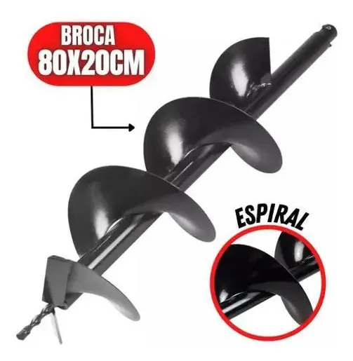 Broca de Solo Vulcan 80x20cm com Pino Trava Para Perfurador