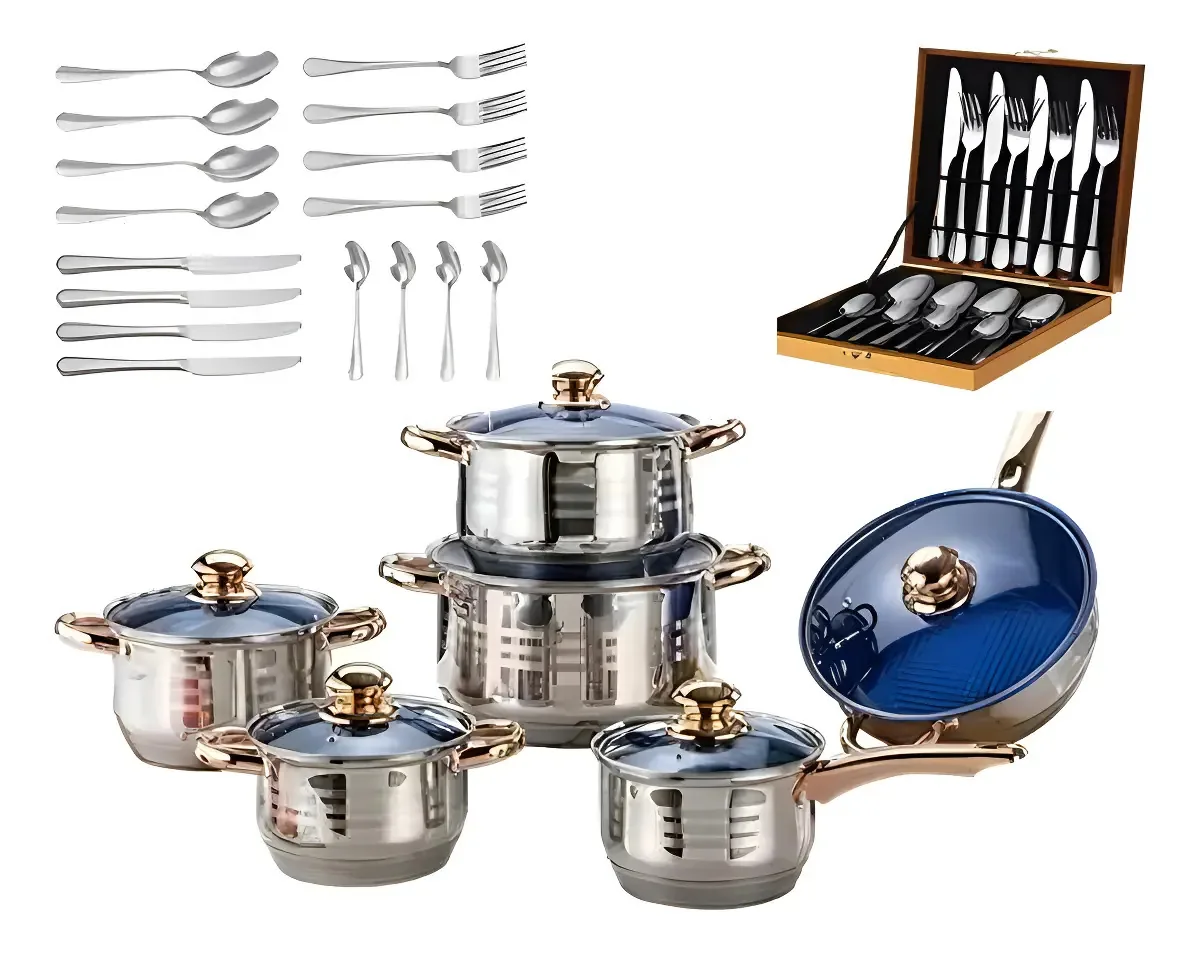 Kit Gourmet Completo Jogo Panelas 23 Peças + Talher Faqueiro
