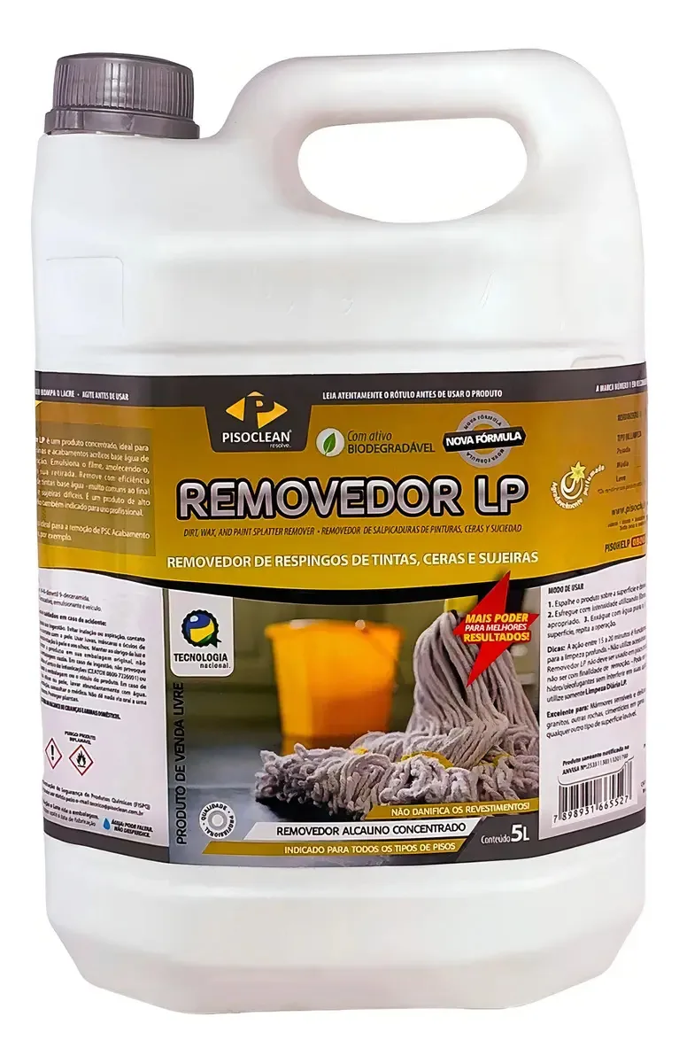 Removedor Lp 5l Pisoclean Respingos/tintas/ceras E Sujeiras