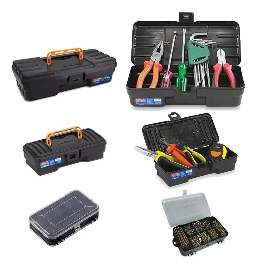 Kit 3 Maletas Ferramentas Caixas Reforçadas Pequena Grande