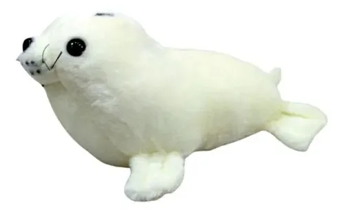 Foca Pelúcia Branca 24 Cm Comprimento