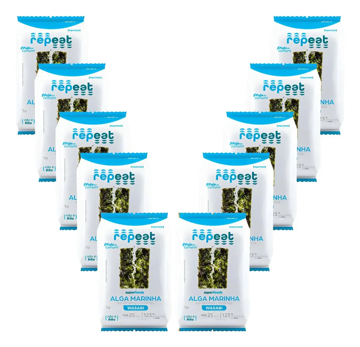 Kit 10 Repeat Snacks Algas Marinhas Com Wasabi Nori 5g