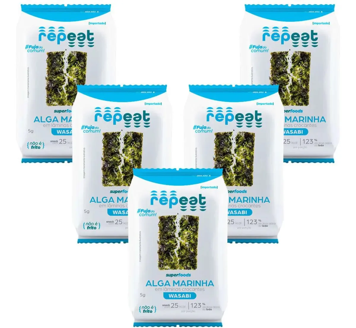 Kit 5 Repeat Snacks Algas Marinhas Com Wasabi Nori 5g