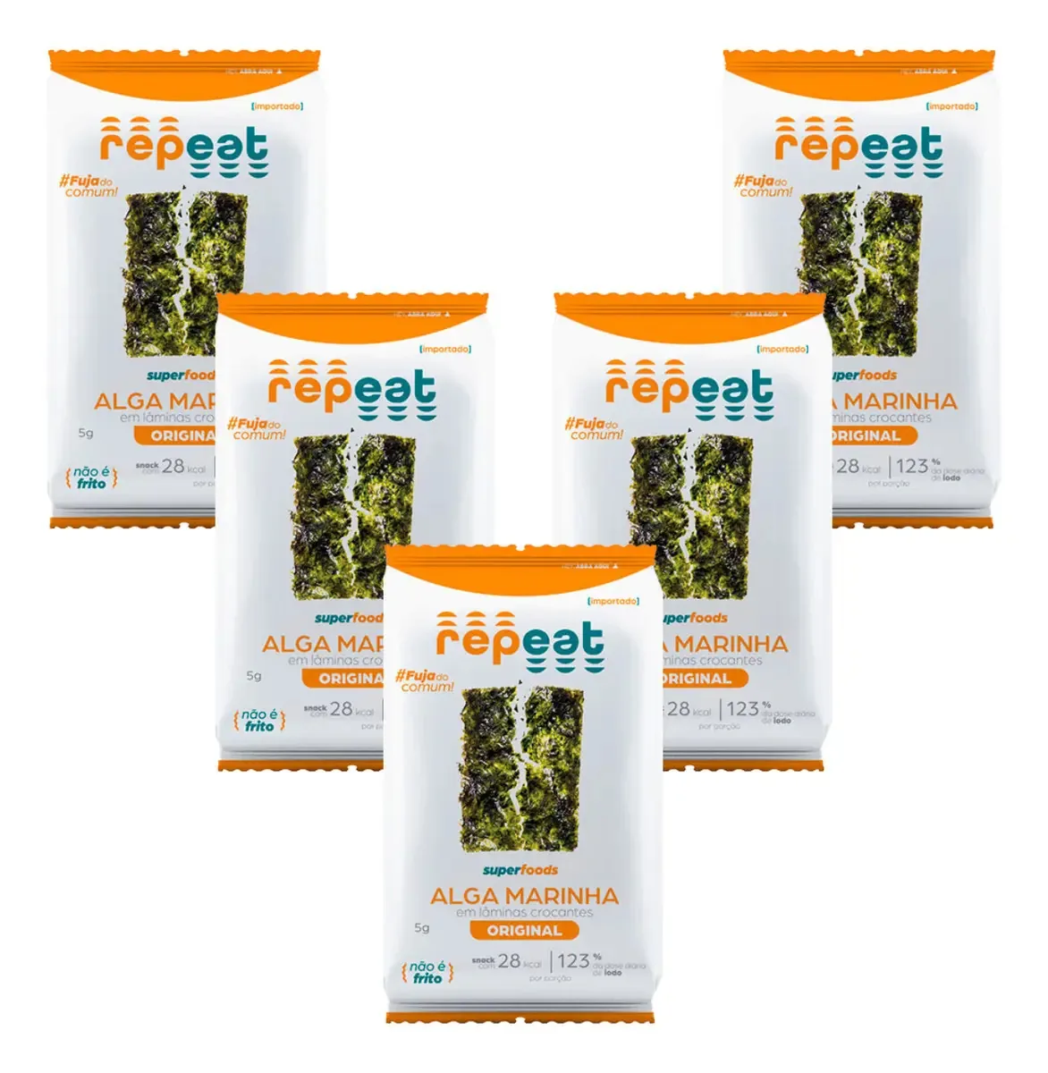Kit 5 Repeat Snacks Algas Marinhas Tradicional Nori 5g