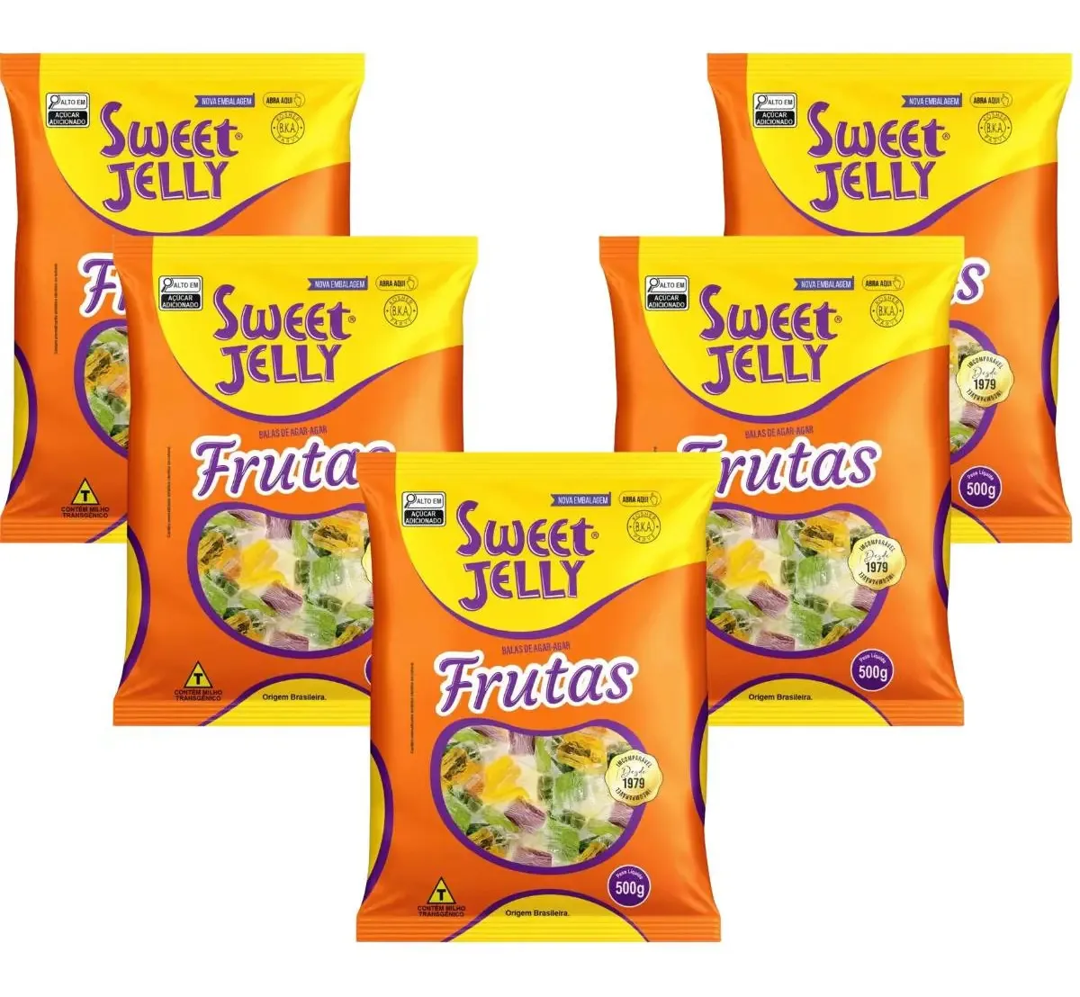 Kit 5 Pacotes Sweet Jelly Balas De Algas Marinhas 500g
