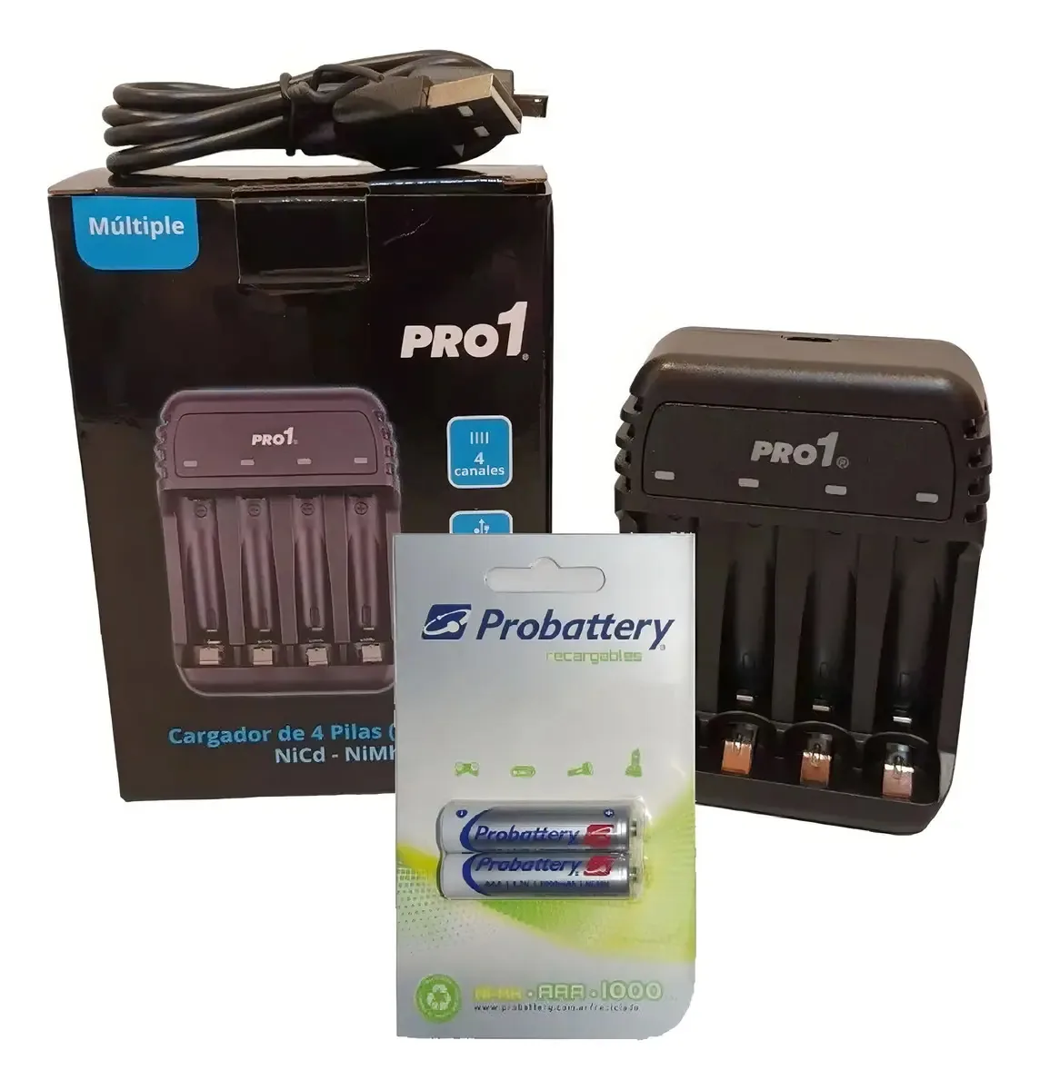 Carregador e baterias Aaa Probattery Bateria recarregável