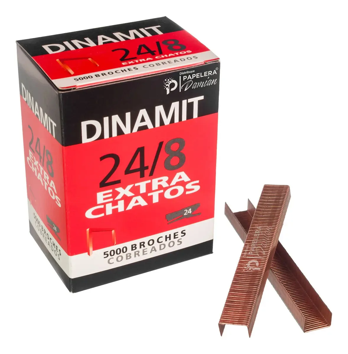 Broches extra planos Dinamit #24 /8 Caixa de 5000u, total de 5.000 broches. Para fixadores Dinamit Clamp 24a, 24b e 24c e marcas compatíveis