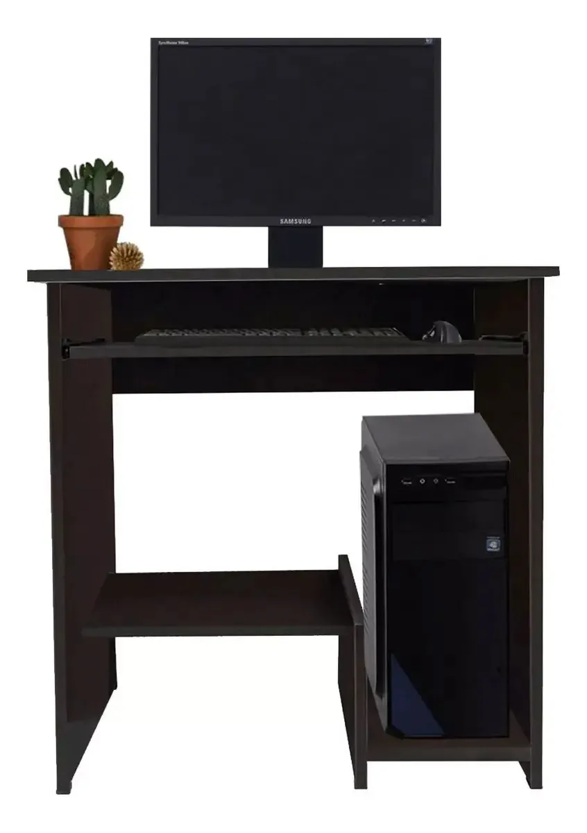 Mesa com bandeja, mesa, PC, 75 x 77 cm, mesa de computador e impressora, computador, escritório, casa, cor de melamina, wengué