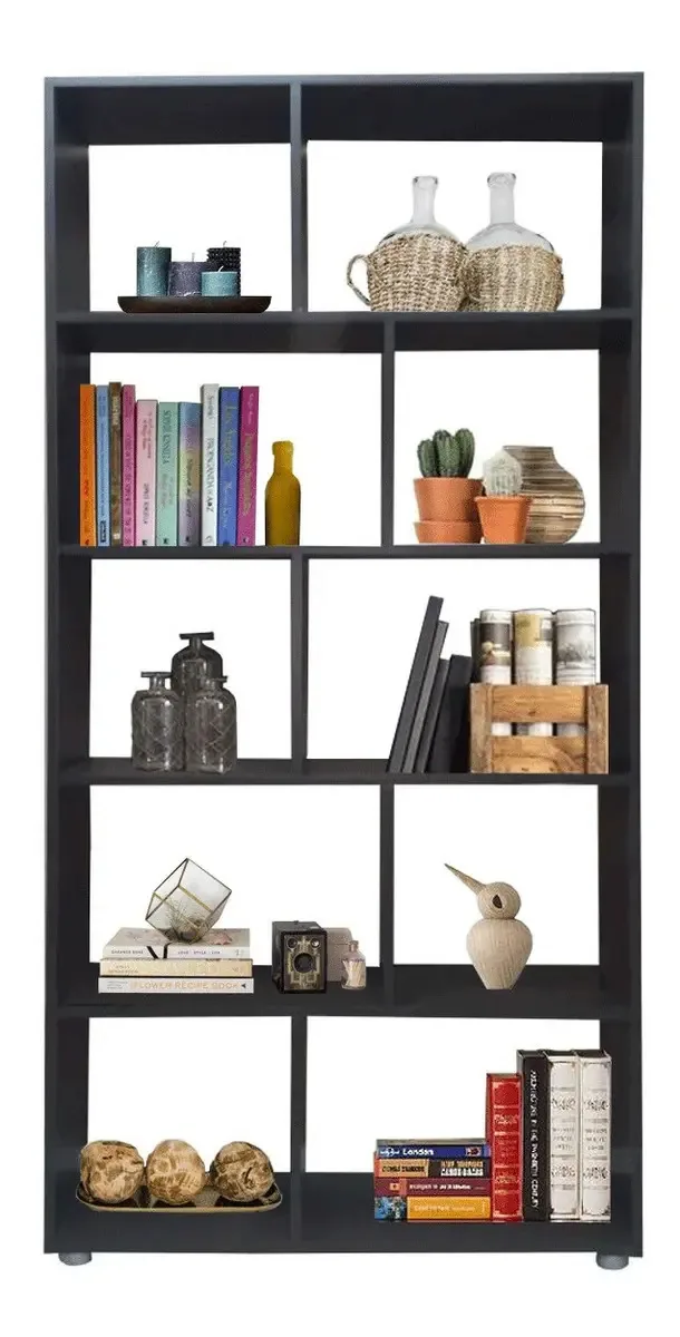 Biblioteca 5 Estantes Cubo Minimalista 90x180 Moderna @ Color Wengue