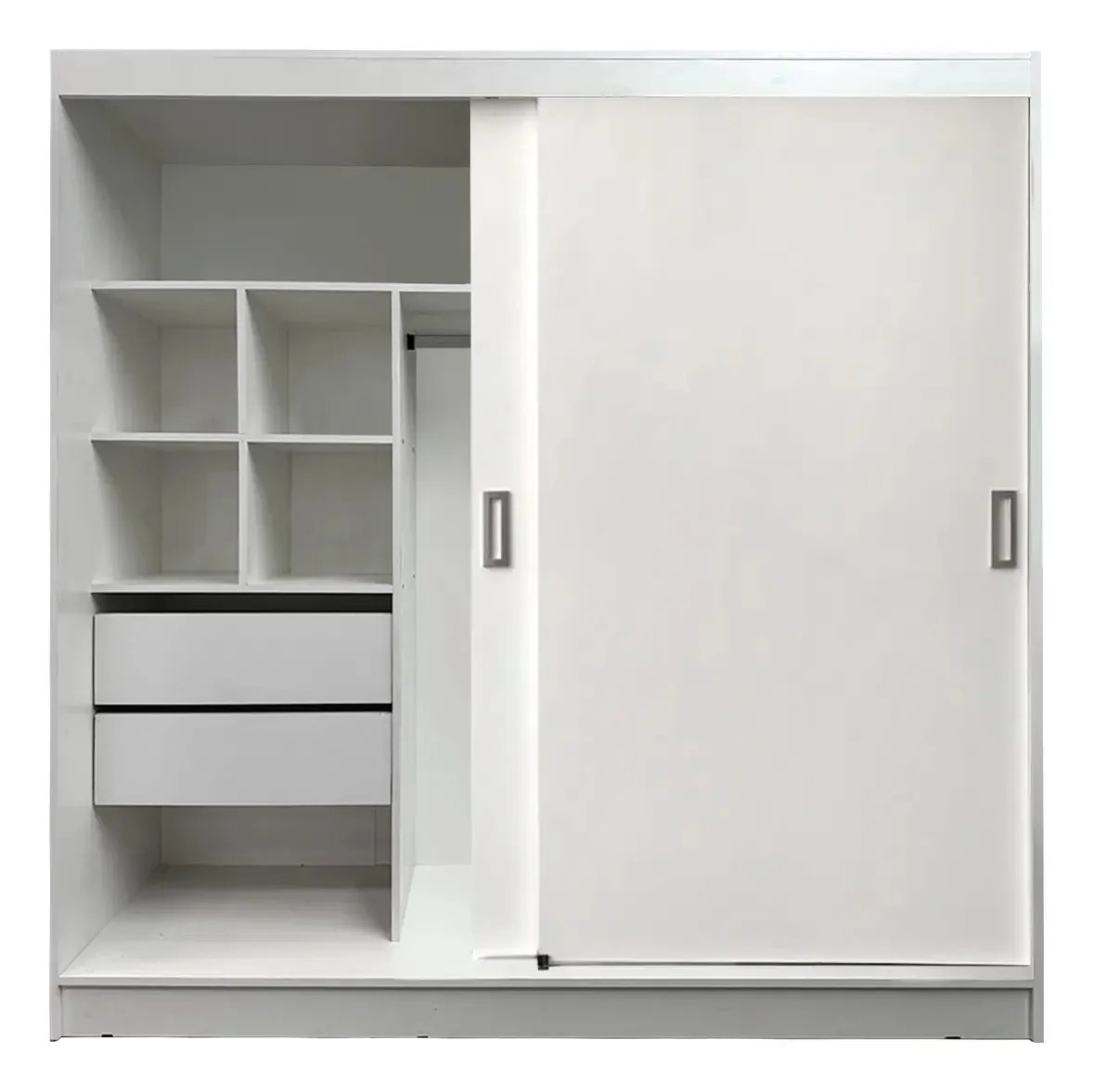 Portas deslizantes Placard Modern Designs de 1,80 metros x 1,80 metros com gavetas de metal deslizantes brancas