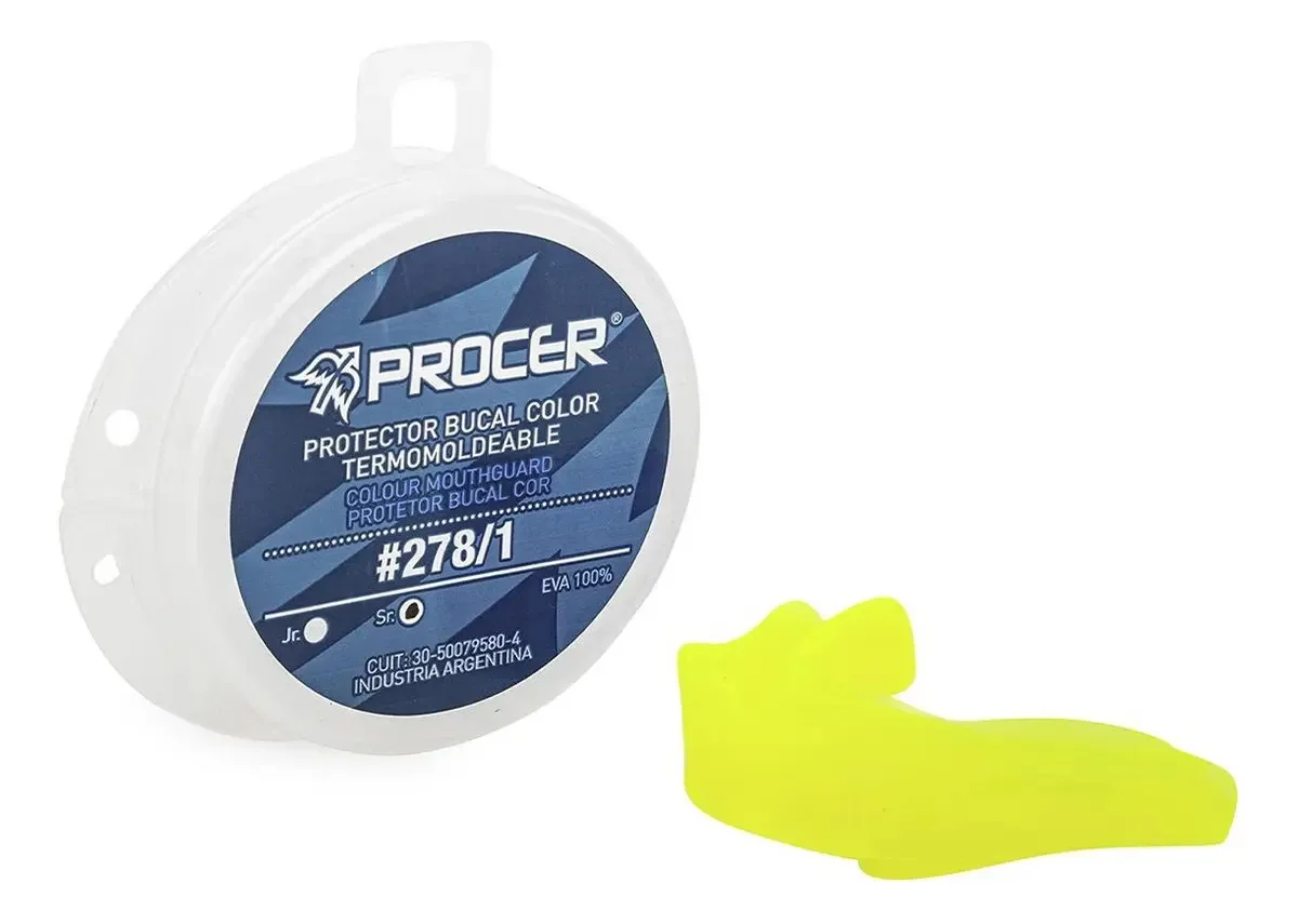 Protetor bucal moldável Procer, rugby, hóquei, boxe, cor, amarelo, sabor, sem sabor