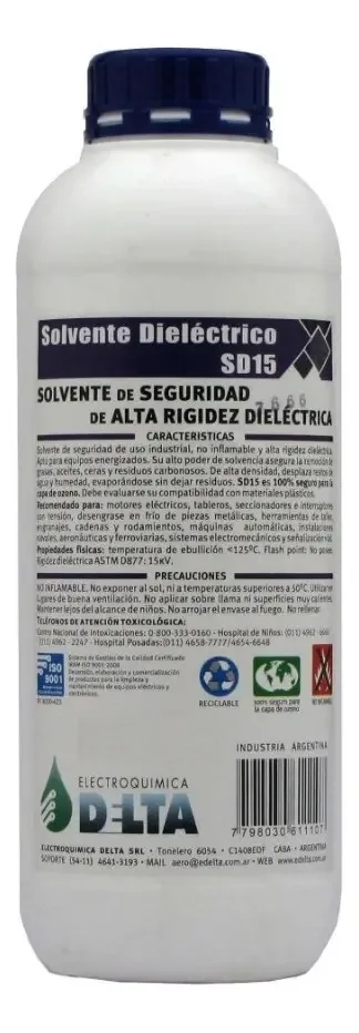 Limpador de solvente dielétrico Sd15 Contacts Industry 1 L