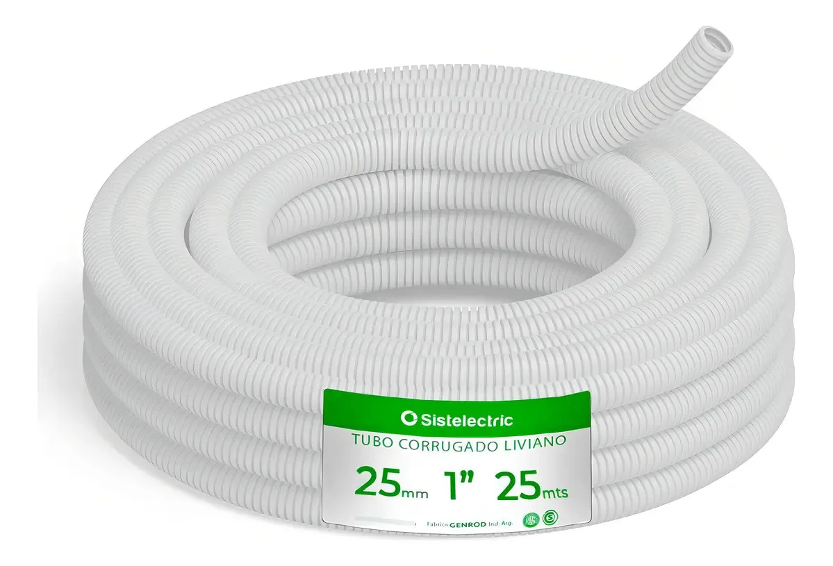 Tubo ondulado branco Genrod X 25mts Iram de 1 polegada