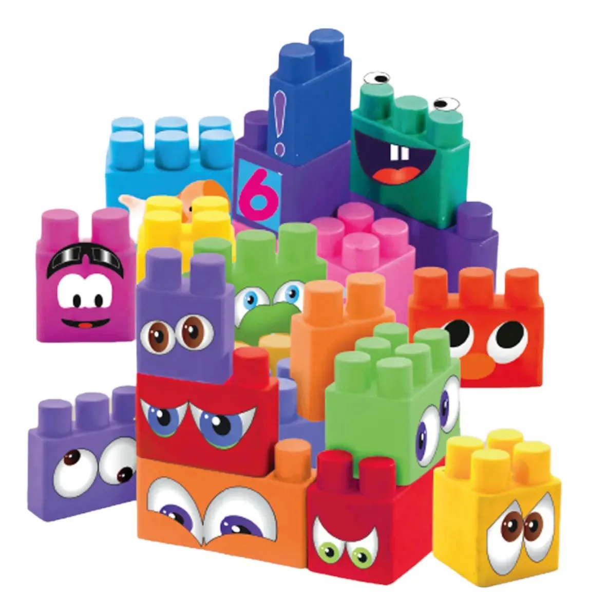 Blocos de construção - 24 blocos grandes na bolsa Jng Super Blokos Character Version