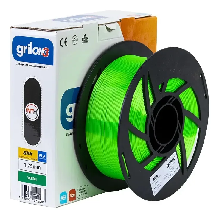Filamento PLA Grilon3 Silk Verde 1,75mm 1kg para Impressão 3D