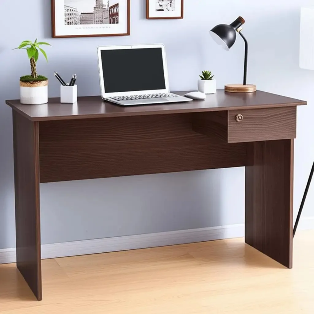 Mesa com gaveta Melamina Pc Notebook Móveis de escritório Cor Wenge
