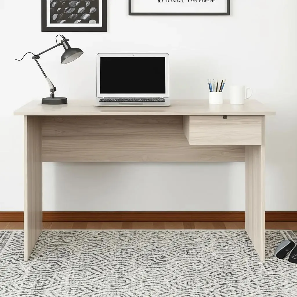 Mesa de mesa de melamina PC Notebook 1 gaveta Orlandi Modern Birch Color