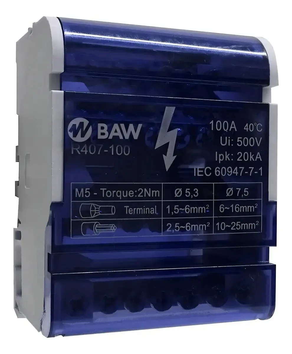 Contator de eletrodomésticos Baw Din Bornera R407-100