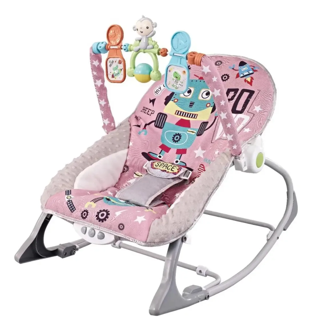 Cadeira de balanço musical Priori 6115 com jogos e robô de vibração rosa
