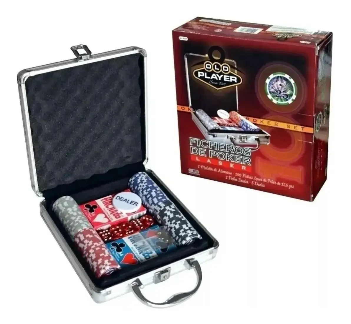 Valija Poker Old Player 100 Fichas Numeradas 11.5 G Naipes
