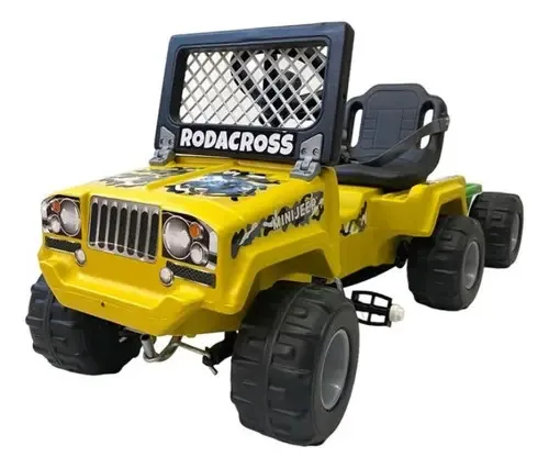 Mini Jeep Karting com corrente, trailer, rodacross, cor amarela