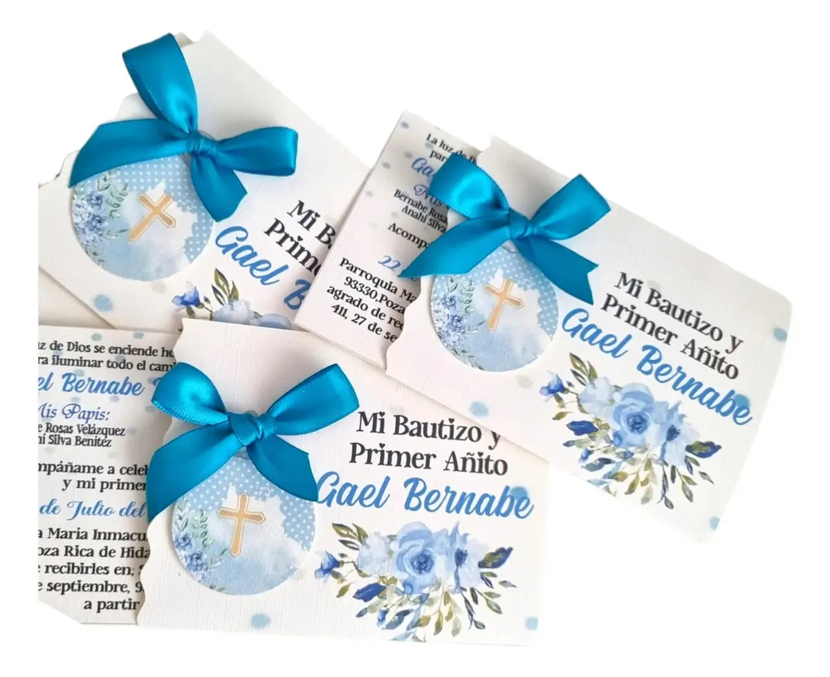 50 lindos convites de batismo em azul celeste