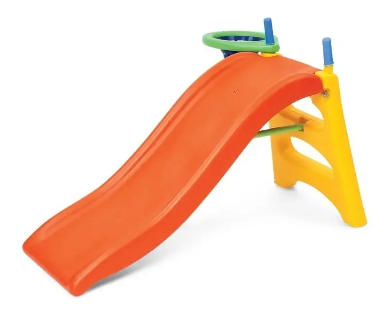 Tobogã 2 em 1 para bebês com cesta de basquete de 2 etapas Vegui 213 colorido multicolorido