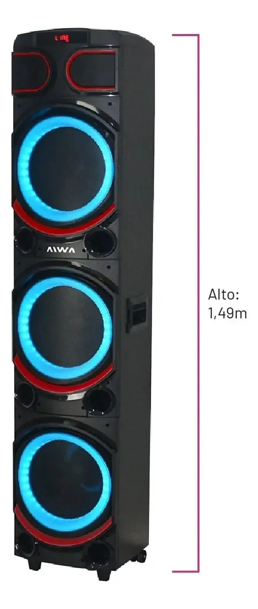 Alto-falante Bluetooth Torre Ring Power Bank Aiwa 100w