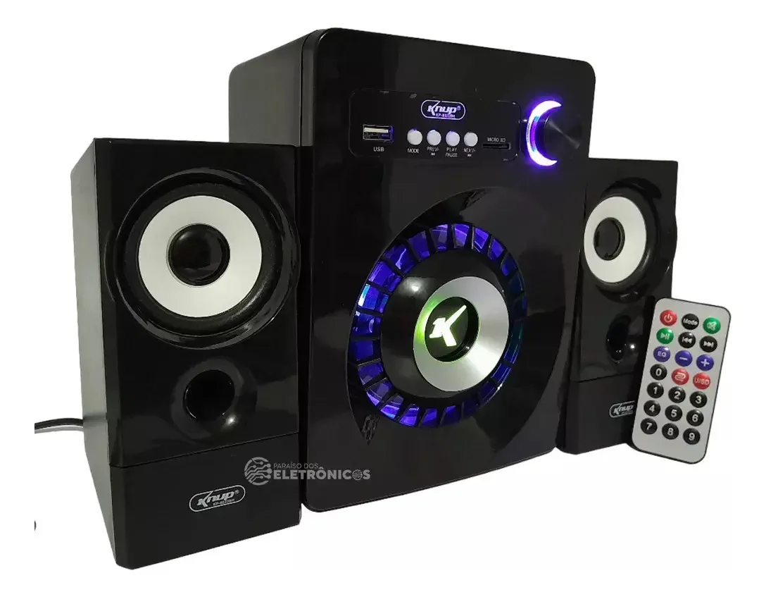 Caixa De Som Amplificada Subwoofer 2.1 P2 Bluetooth Fm 16w