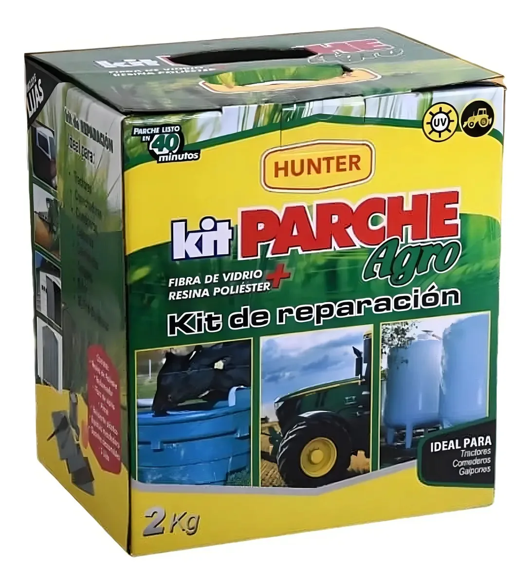 Kit de reparo de fibra de vidro Hunter Resin Agro de 2 kg Número de grãos 0