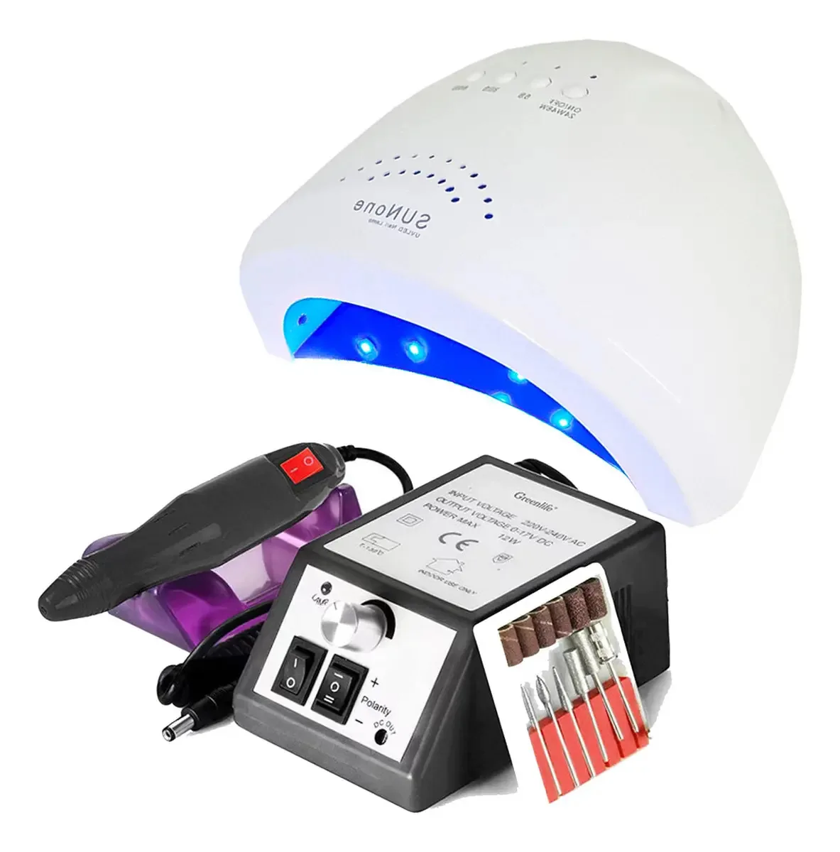 Lixa Unha Elétrica Motor Manicure Mercedes + Cabine Sun One Cor Cabine Branca E Lixa Preta