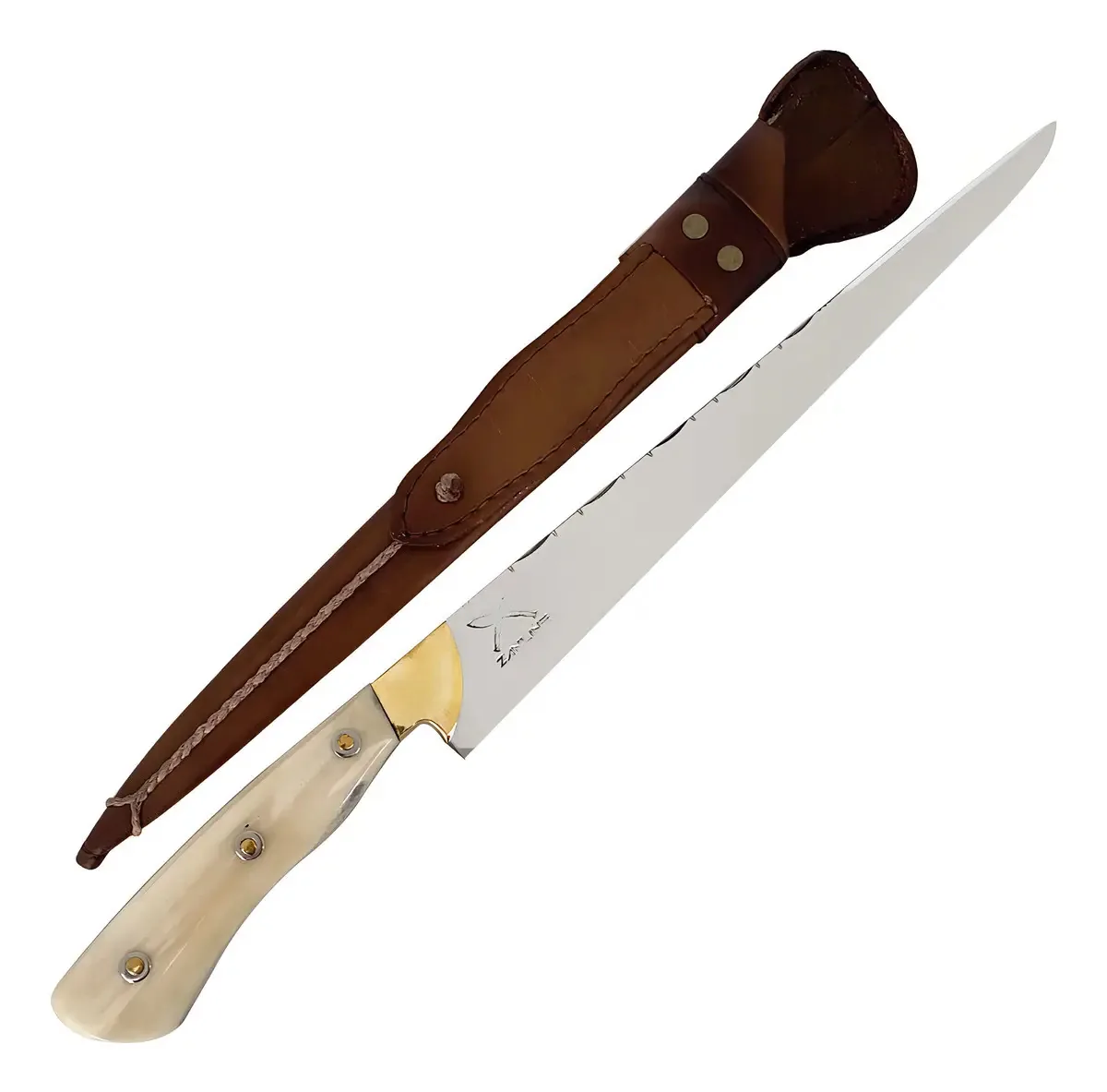 Faca Língua De Chimango 12' Aço Inox 420c 4mm Cabo De Chifre