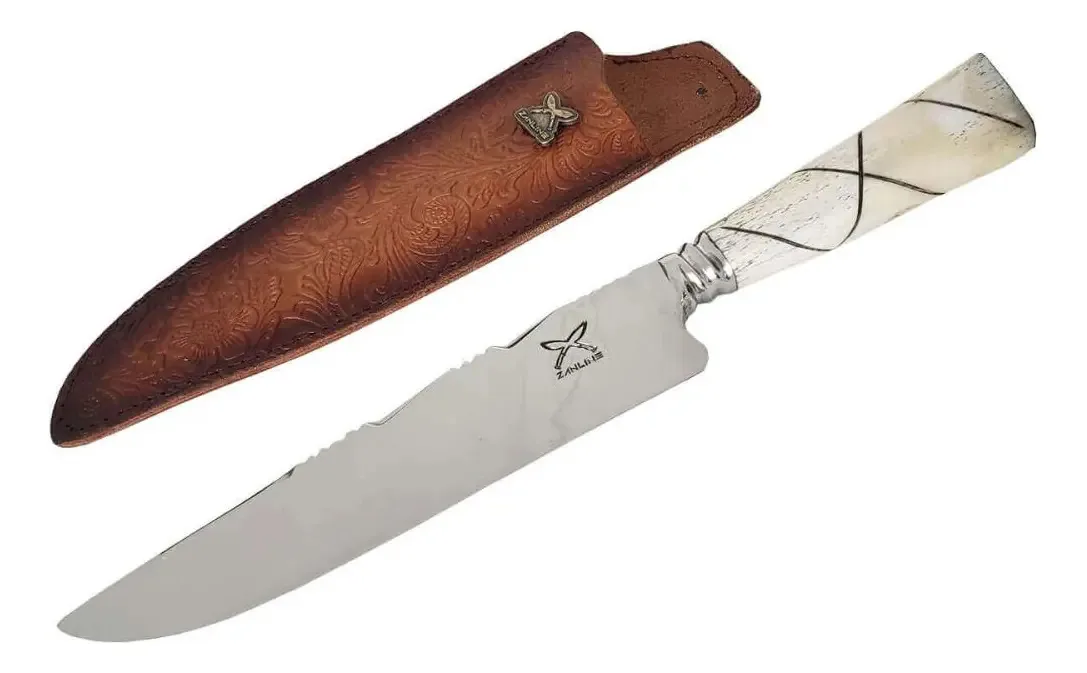 Faca Forjada Integral 9mm Dorso Cabo Osso Artesanal 10' Inox