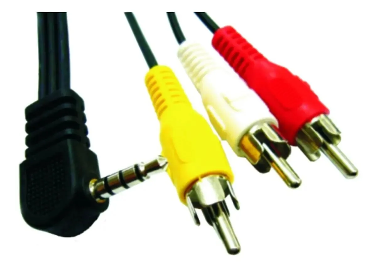 Cabo Av 3 Rca para Miniplug 3,5 mm de áudio e vídeo de 1,8 mts