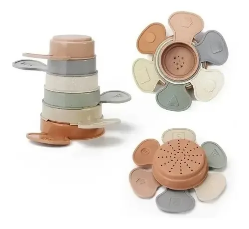 6 unidades de copos didáticos empilháveis embutidos para bebês para aquarela multicolorida