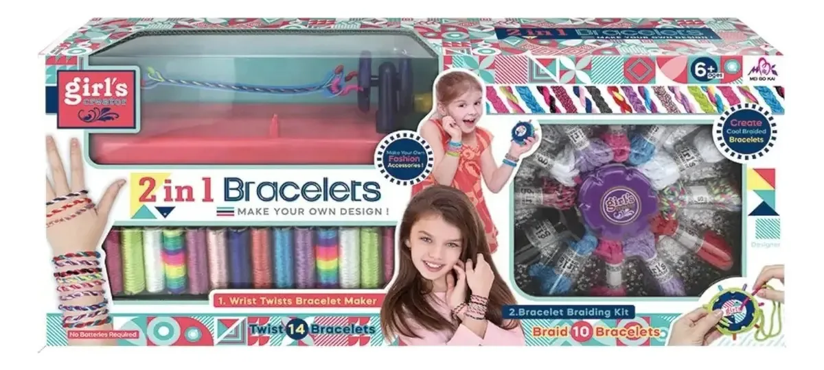 Máquina e acessórios para fazer pulseiras 2 em 1
