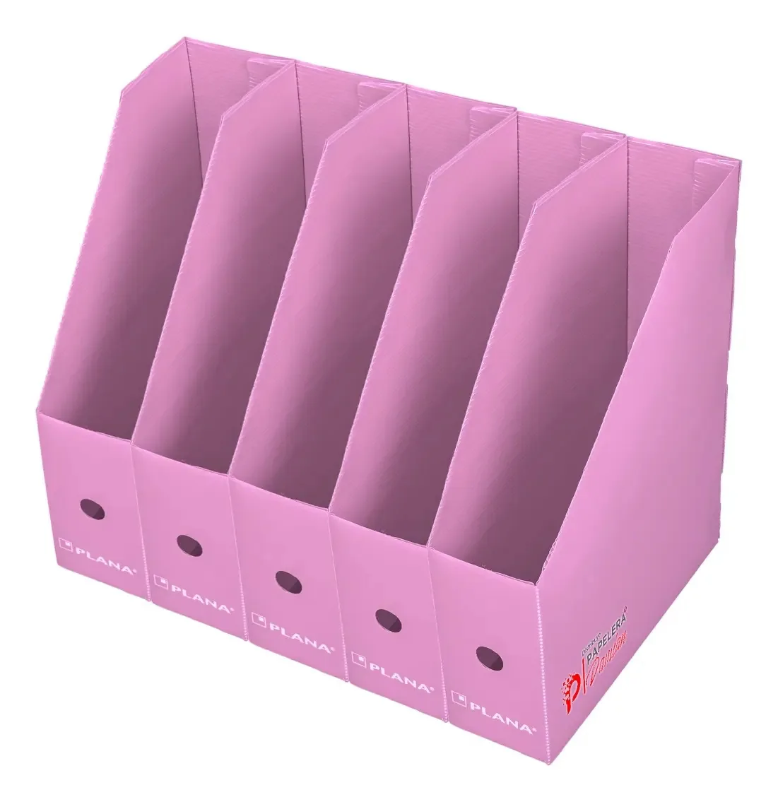 Pacote de porta-revistas de plástico plano com 5 unidades, cores: rosa