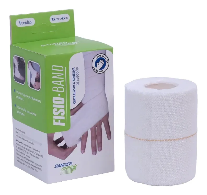 Fita de fisioterapia Fita adesiva elástica 7,5 cm branca branca