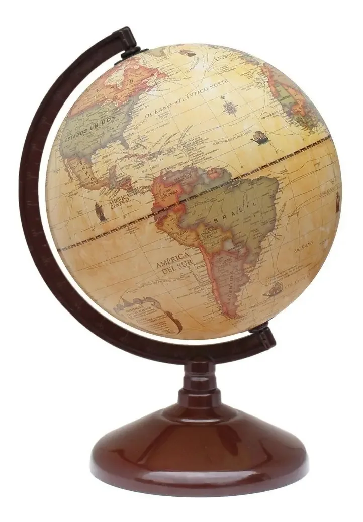 Globe Globe Gloter 14 Meridian Plastic Base Mapa Mundial Base Marrom Globo Sépia