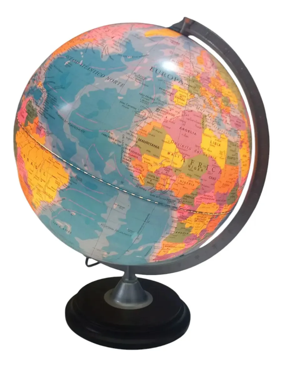 Globo político Gloter 309WML com base marrom e azul claro da cor do globo