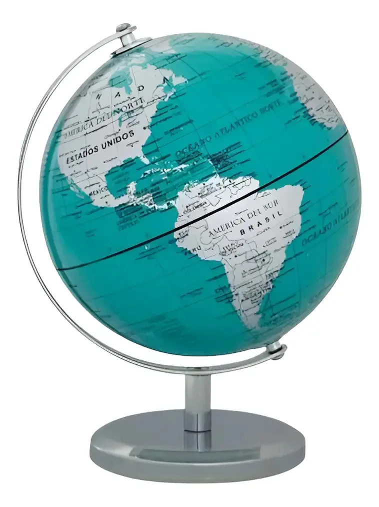Globo de 14 cm, base política, turquesa, cromada, 143 m, prata turquesa