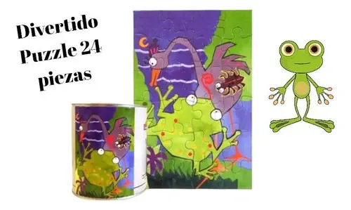 Quebra-cabeças Super Fun Frog de 24 peças Quebra-cabeças de estanho