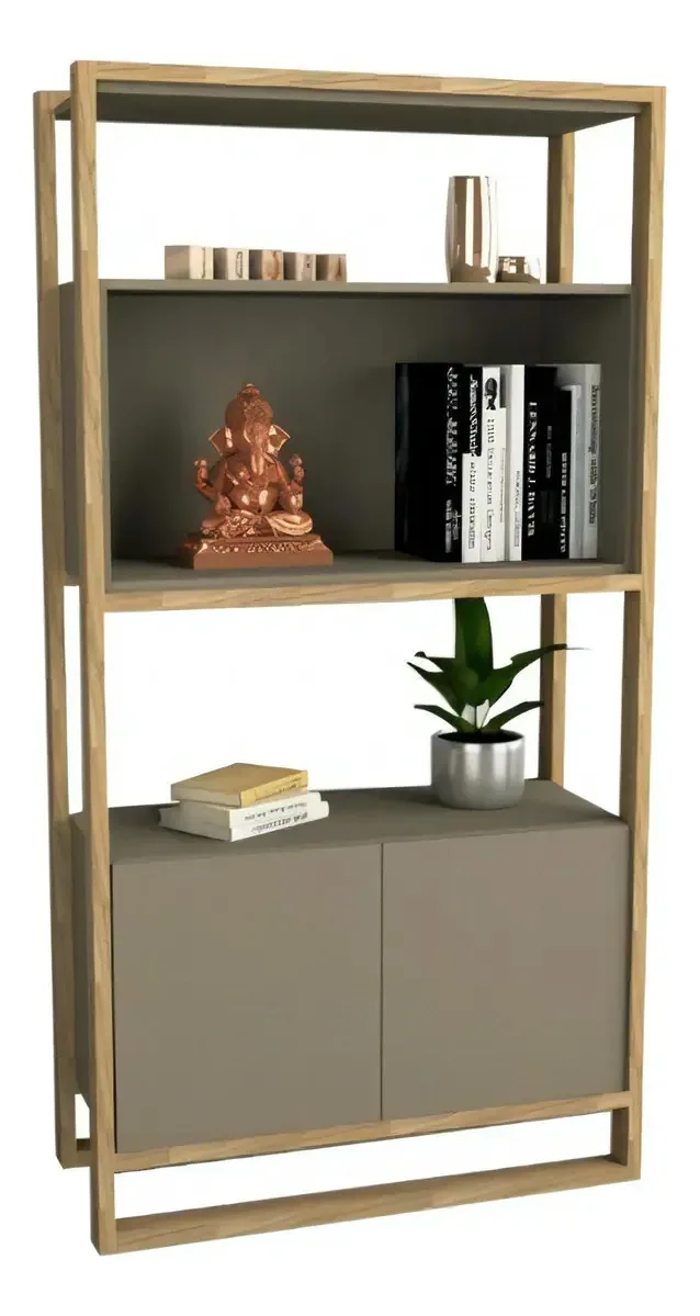 Biblioteca de estantes minimalistas escandinavas nórdicas modernas Cubanita Grey com olmo Finalandes