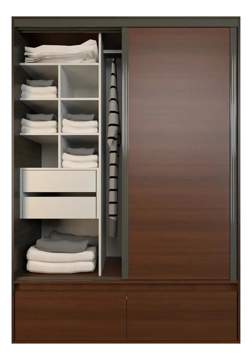 Sapateira deslizante Closet Ropero 150 Premium de 2 portas + Tabaco cor de mogno