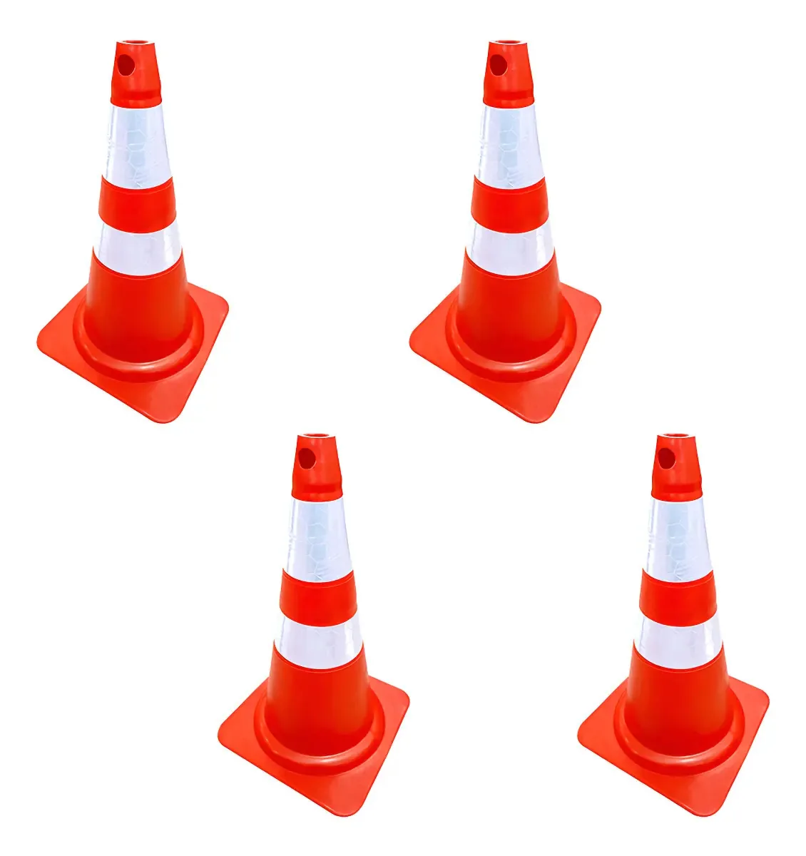 Cone de Sinalização Plastcor 75cm PVC Flexível Com Fitas Refletivas Laranja