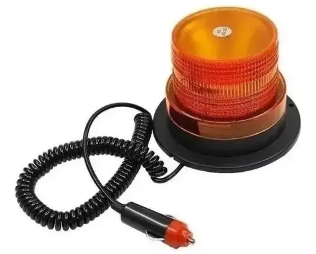 Farol LED Flash, redondo, base embutida, 12/24V, âmbar