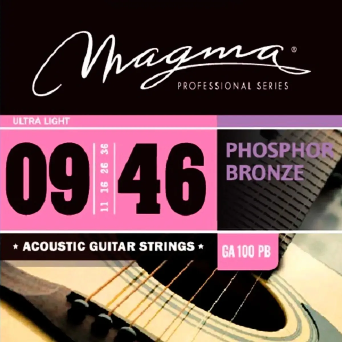Cordas para guitarra acústica de cordas 09-46 Magma Ga100Pb