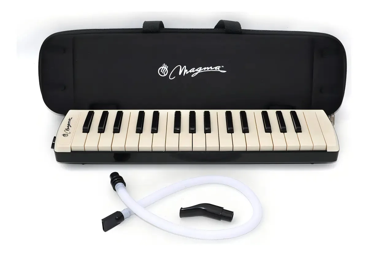Piano Melodica Black de 32 teclas cor marfim com estojo preto