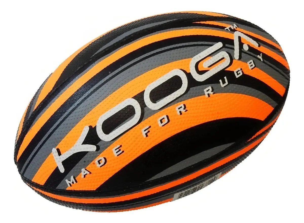 Bola de rúgbi de couro artificial Kooga Wave Orange Wave N 5 preta/laranja